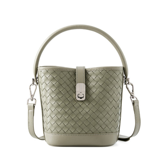 Damen Handtasche mit geflochtener Lederstruktur und abnehmbarem Schulterriemen Nord Taschen