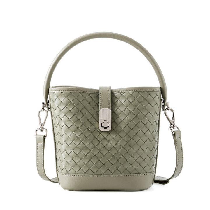 Damen Handtasche mit geflochtener Lederstruktur und abnehmbarem Schulterriemen Nord Taschen
