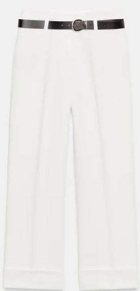 Damen Weite High‑Waist Palazzohose mit vertikalem Streifenmuster und elastischem Bund Nord Taschen