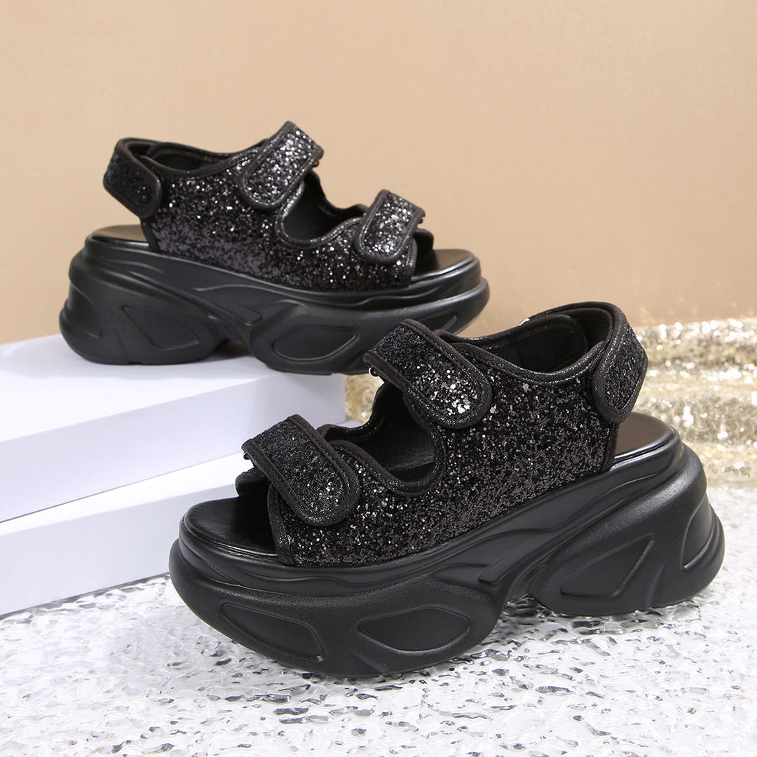 Damen Plateau-Sandalen mit verziertem Riemen und komfortabler Sohle Nord Taschen