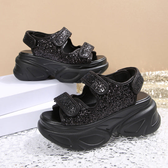 Damen Plateau-Sandalen mit verziertem Riemen und komfortabler Sohle Nord Taschen