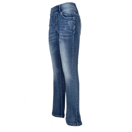 Damen High-Waist Bootcut-Jeans mit sculptender Nahtführung und leichtem Vintage-Finish Nord Taschen