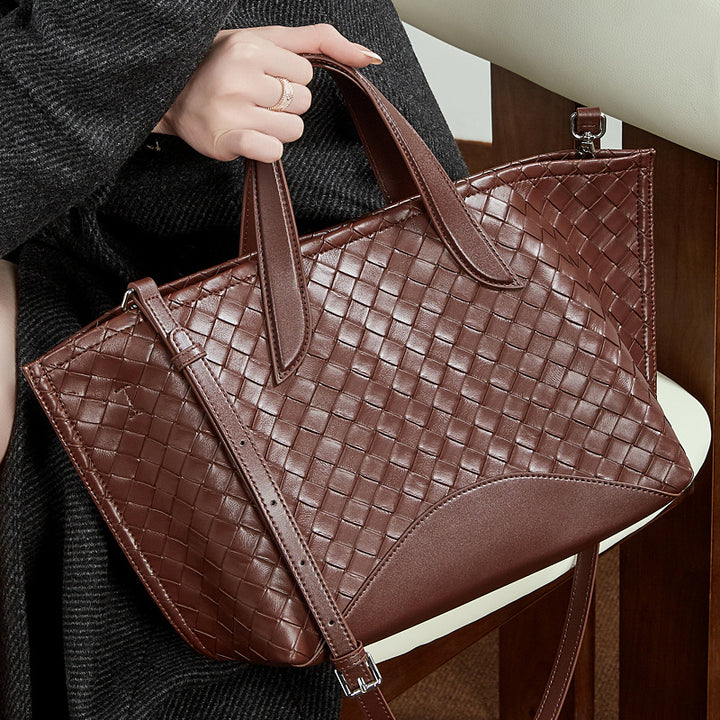 Damen geflochtene Ledertasche Nord Taschen