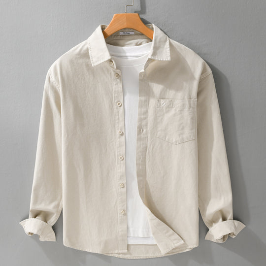 Herren Hemdjacke-Overshirt aus softem Baumwoll-Twill im Layering-Look mit aufgesetzter Brusttasche Nord Taschen