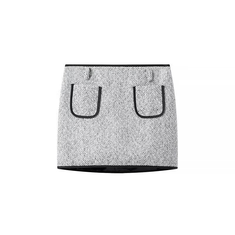 Damen Zweiteiliges Bouclé‑Tweed‑Set mit kurzem Blazer, Zierknöpfen und Minirock Nord Taschen