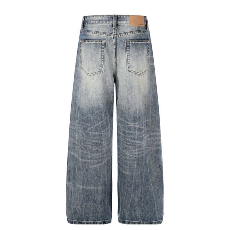Damen Weite High‑Waist Denim‑Palazzo‑Jeans mit Used‑Effekt und weitem Bein Nord Taschen