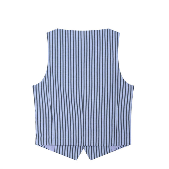 Damen Hochtaillierte weite Palazzo‑Hose mit Bundfalten, Bügelfalte und vertikalem Nadelstreifen Nord Taschen