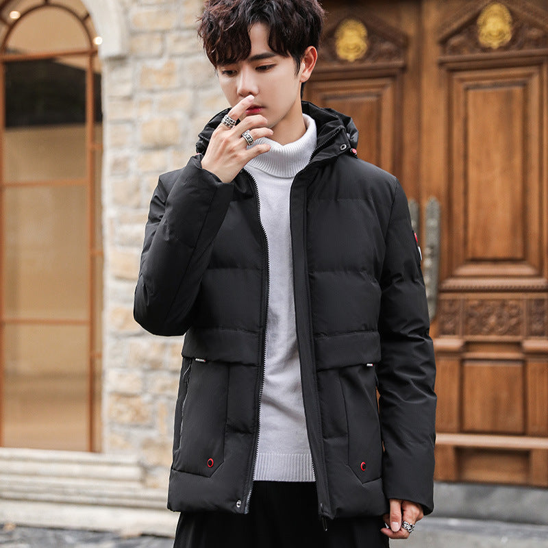 Herren wattierter Parka mit Kapuze, hohem Stehkragen und Utility‑Taschen Nord Taschen