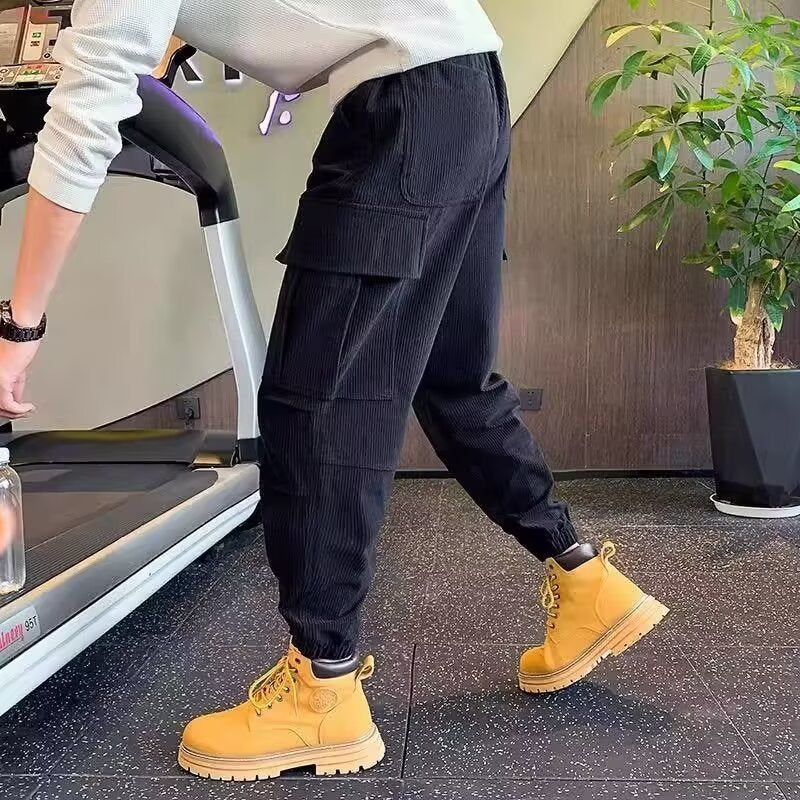 Herren Cargo-Jogginghose aus Cordoptik mit Mehrfach‑Taschen und elastischem Saum Nord Taschen