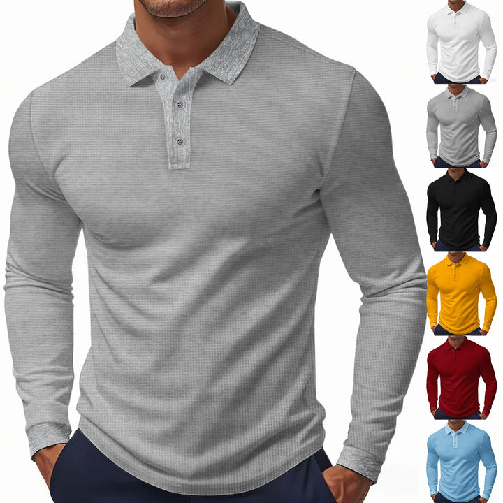 Herren Langarm-Polohemd im strukturierten Design mit modernem Schnitt