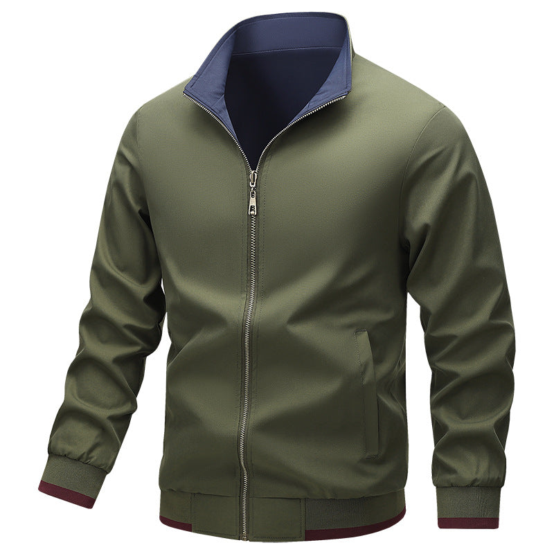 Herren Leichte Harringtonjacke mit Stehkragen, Reißverschluss und Kontrastbündchen Nord Taschen