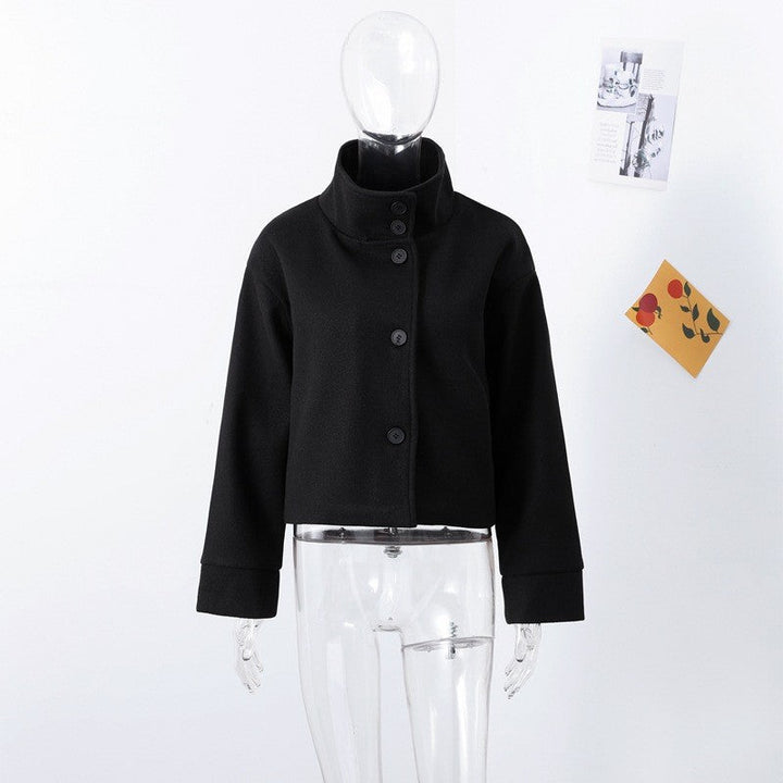 Damen Kurze Jacke mit hohem Kragen und Knopfverschluss Nord Taschen