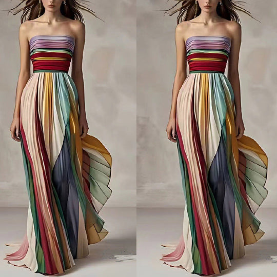 Trägerloses Maxikleid mit Falten