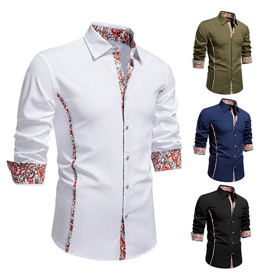 Herren Elegantes tailliertes Business-Hemd mit kontrastierter Innenblende und Paisley-Detail Nord Taschen