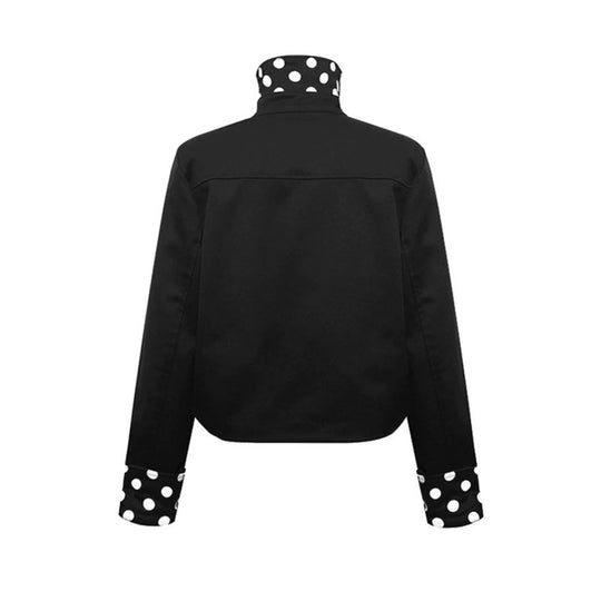 Damen Kurze Double-Breasted Jacke mit Stehkragen und Polka‑Dot-Futter Nord Taschen