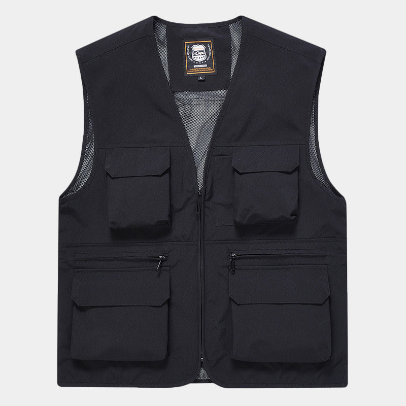 Herren Multifunktionale Utility‑Weste aus technischem Canvas mit Mesh‑Futter und Frontreißverschluss Nord Taschen