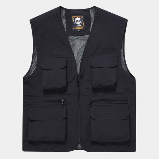 Herren Multifunktionale Utility‑Weste aus technischem Canvas mit Mesh‑Futter und Frontreißverschluss Nord Taschen