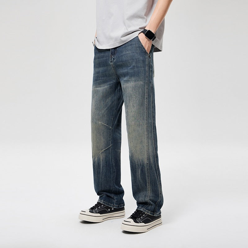 Herren Weite Baggy-Jeans im Vintage‑Wash mit Knie‑Detail Nord Taschen