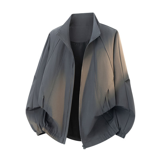 Herren Oversize-Funktionsjacke im Bomberstil mit Stehkragen, Kordelzugsaum und diagonalem Nahtdesign Nord Taschen