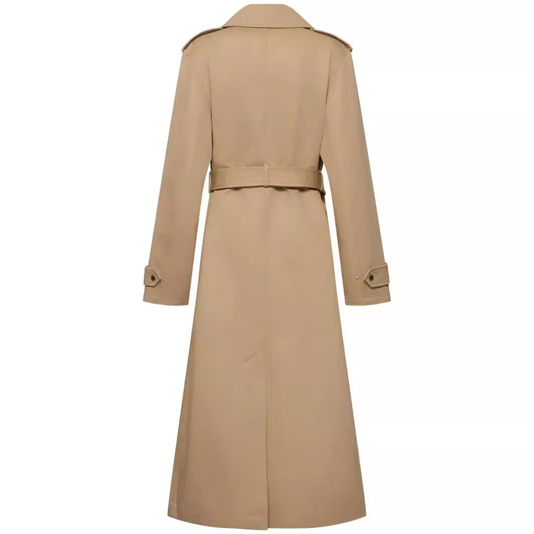 Damen bodenlanger Oversize-Trenchcoat mit Reißverschluss und weitem Schalkragen Nord Taschen