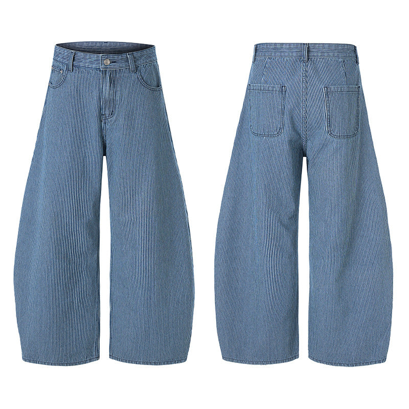 Herren Extraweite Pinstripe‑Palazzohose mit tiefem Schritt und fließender Silhouette Nord Taschen