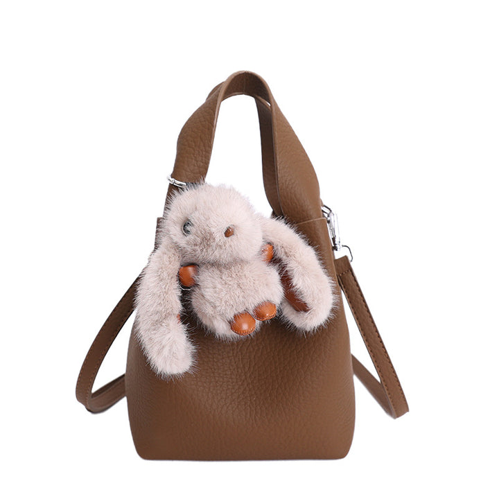 Damen Mini-Handtasche mit abnehmbarem Plüschanhänger Nord Taschen