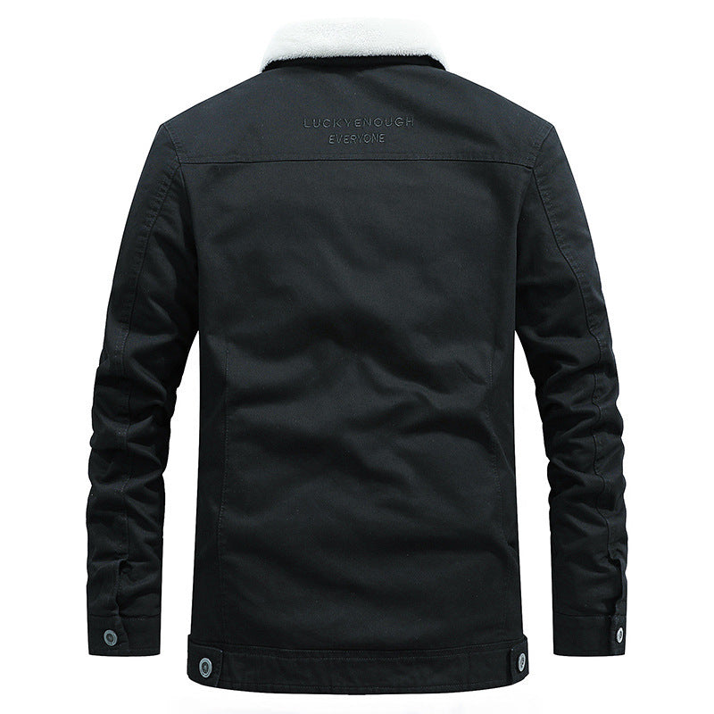 Herren Canvas-Truckerjacke mit wärmender Teddyfleece-Innenfütterung und klassischem Hemdkragen Nord Taschen