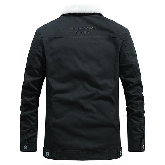 Herren Canvas-Truckerjacke mit wärmender Teddyfleece-Innenfütterung und klassischem Hemdkragen Nord Taschen
