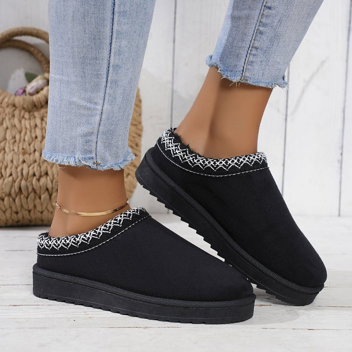 Damen  gefütterte Kuschel-Pantoletten mit besticktem Schaftrand, weichem Faux‑Fellfutter und profilierter Anti-Rutsch‑Sohle Nord Taschen