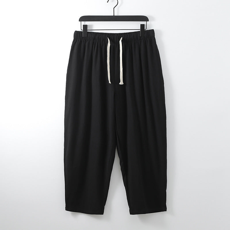 Unisex Leichte Baumwoll-Leinen Freizeithose mit elastischem Bund und Tunnelzug Nord Taschen
