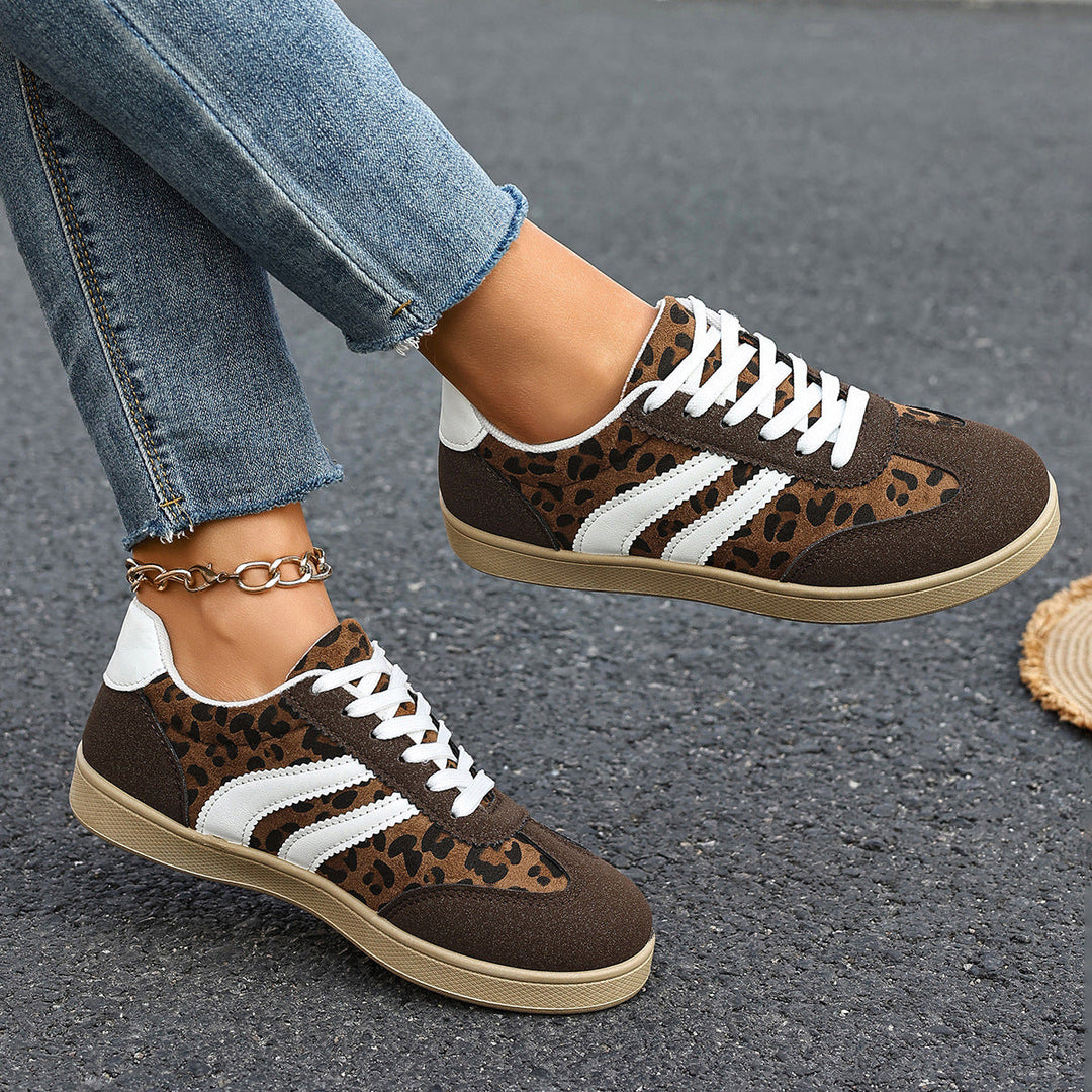 Damen Sneakers im Leopardenmuster mit bequemer Sohle
