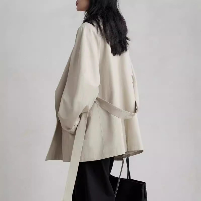 Damen Stilvolle Übergangsjacke mit Taillengürtel Nord Taschen