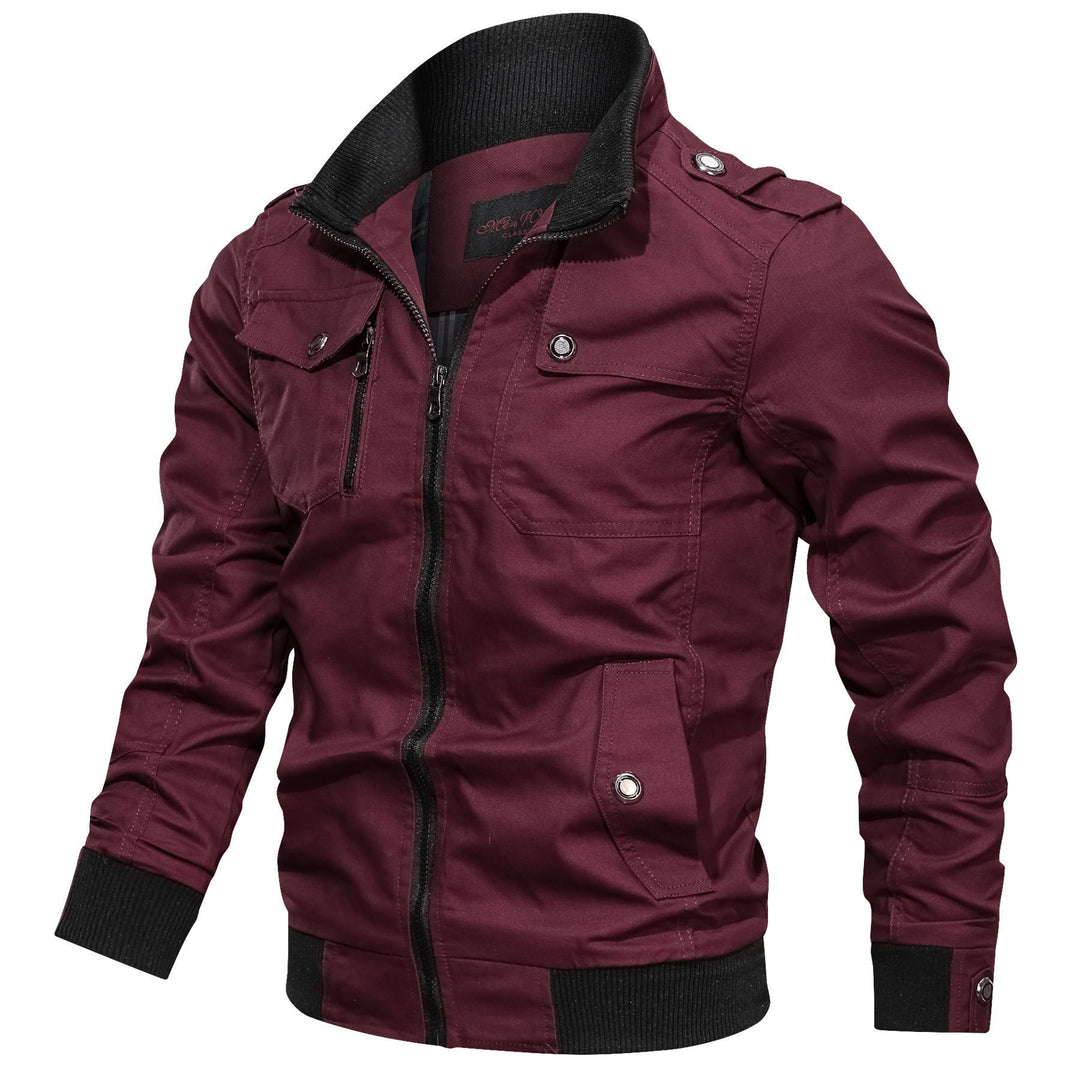 Herren Kurzjacke im Military-Stil mit Reißverschluss, Rippkragen und Schulterklappen Nord Taschen