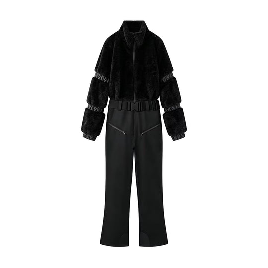 Damen Zweiteiliges Ski‑ und Winterset mit kurzem Teddyblouson und Highwaist‑Softshellhose Nord Taschen