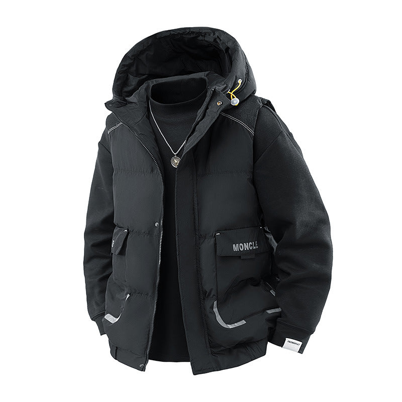 Herren Gesteppte Outdoor-Weste mit Kapuze, Cargo-Taschen und verstellbarem Saum Nord Taschen