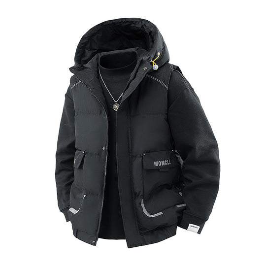 Herren Gesteppte Outdoor-Weste mit Kapuze, Cargo-Taschen und verstellbarem Saum Nord Taschen