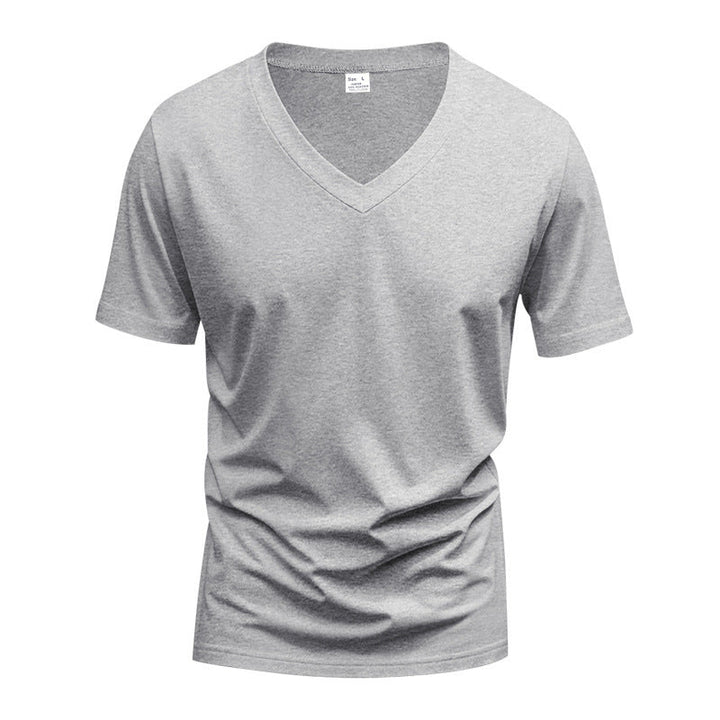 Herren nan V-Ausschnitt-T-Shirt aus Stretchbaumwolle mit ergonomischem Schulterschnitt und flachem Saum