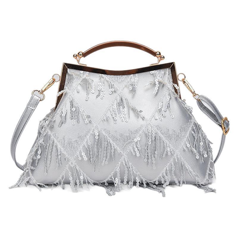 Damen Glamouröse Handtasche mit Fransen und Strass Nord Taschen