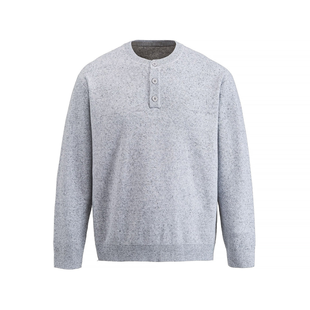 Herren Strukturierter Henley‑Strickpullover mit Dreifach‑Knopfleiste Nord Taschen