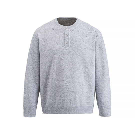 Herren Strukturierter Henley‑Strickpullover mit Dreifach‑Knopfleiste Nord Taschen