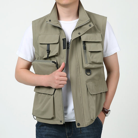 Herren Multitaschen-Outdoorweste mit D-Ring, Reißverschlusstaschen und abnehmbarem Taschenmodul Nord Taschen
