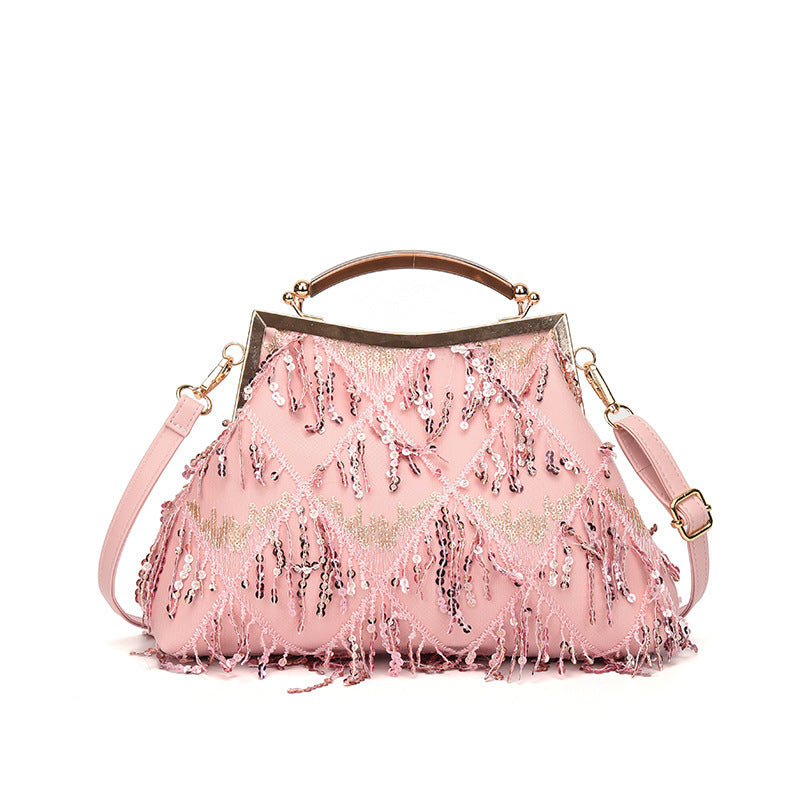 Damen Glamouröse Handtasche mit Fransen und Strass Nord Taschen