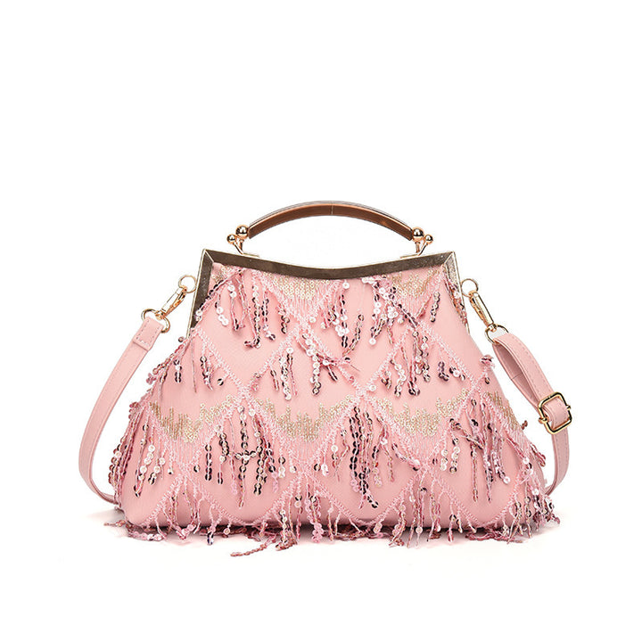 Damen Glamouröse Handtasche mit Fransen und Strass Nord Taschen