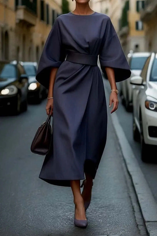 Damen Elegantes Maxikleid mit Befestigungsband und weitem Ärmel