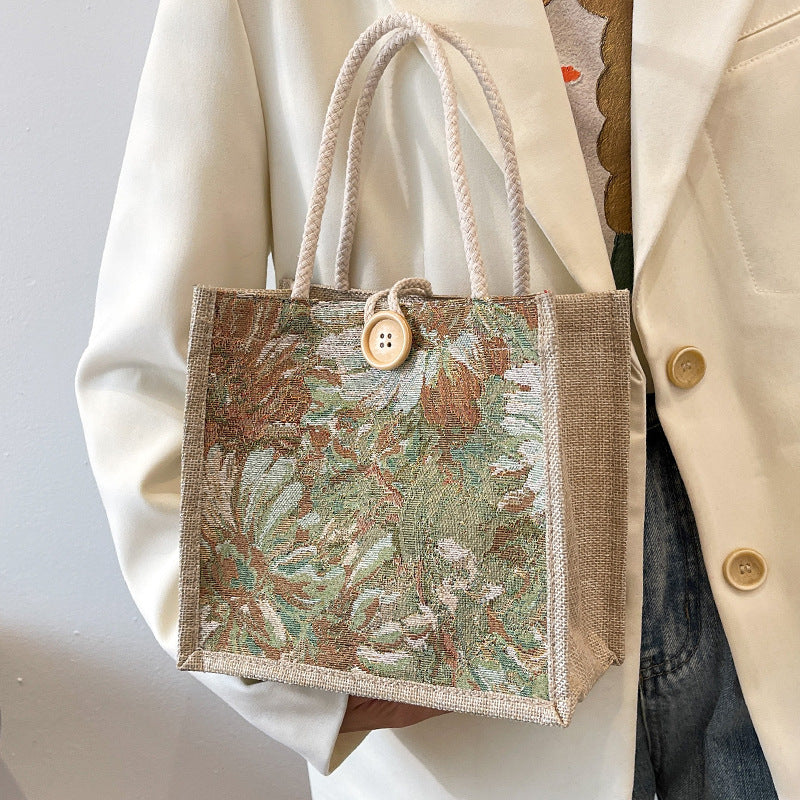 Damen Stoff-Shopper mit handgewebtem floralen Design Nord Taschen