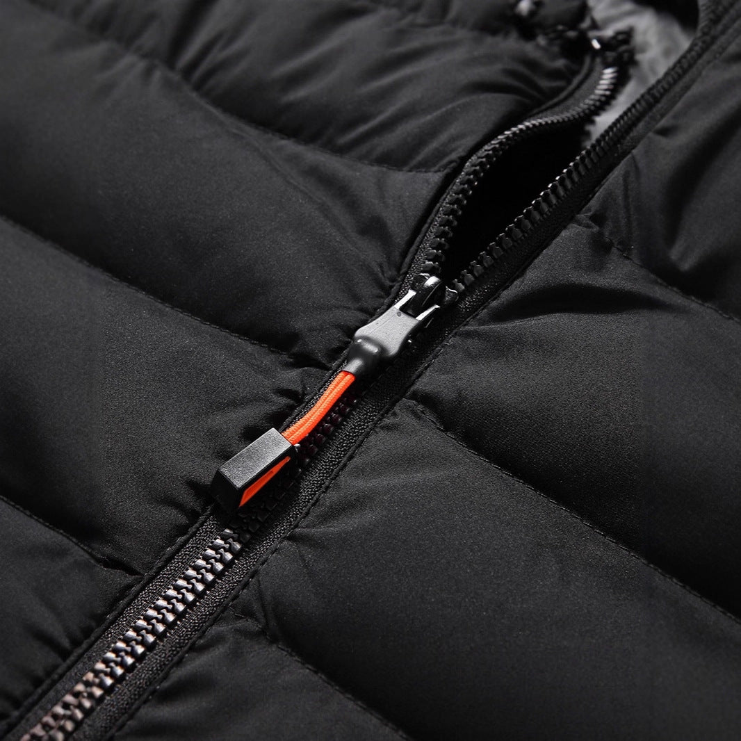 Herren Ärmellose Thermo-Utility‑Weste mit gesteppter Chevron‑Struktur, Kapuze und Zwei‑Wege‑Reißverschluss Nord Taschen