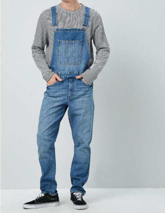 Herren Denim Latzhose im Vintage-Stil mit regulierbaren Trägern und praktischen Taschen - Vittorelli