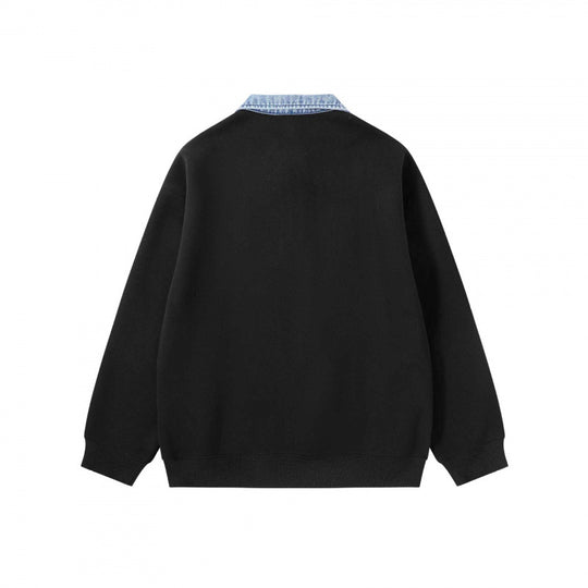 Unisex Oversize-Halbzip-Sweatshirt mit kontrastierendem Jeanskragen Nord Taschen