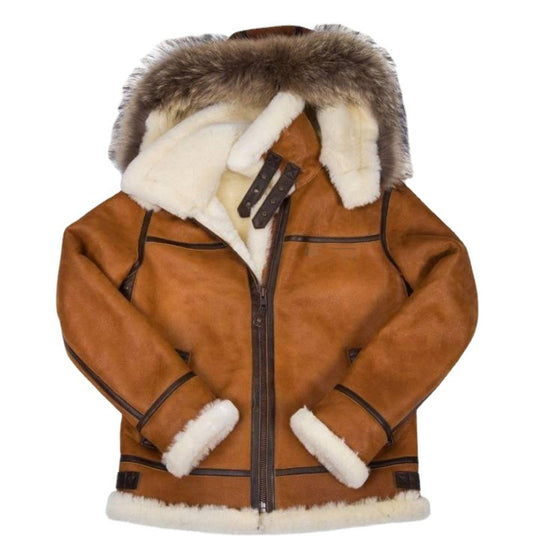 Damen Wildlederoptik Fliegerjacke mit Kunstfellkapuze und Schnallen Nord Taschen