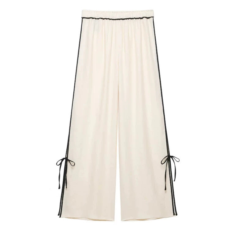 Damen Weite plissierte Loungehose mit elastischem Bund Nord Taschen